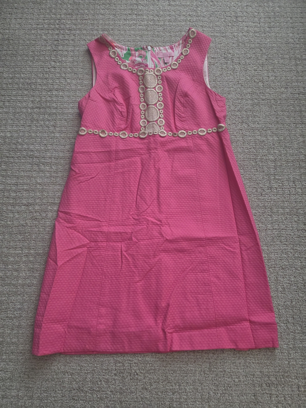 Lilly Pulitzer Hot Pink Sleeveless Embellished Shift Dress